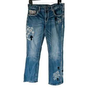 COWGIRL TUFF Unbelievable Jeans Blue Sequins Embroidered Western Women’s 31 X 33